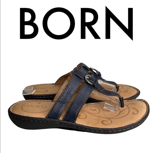 Born Shoes - BORN BLACK BROWN LEATHER SANDALS SIZE 8